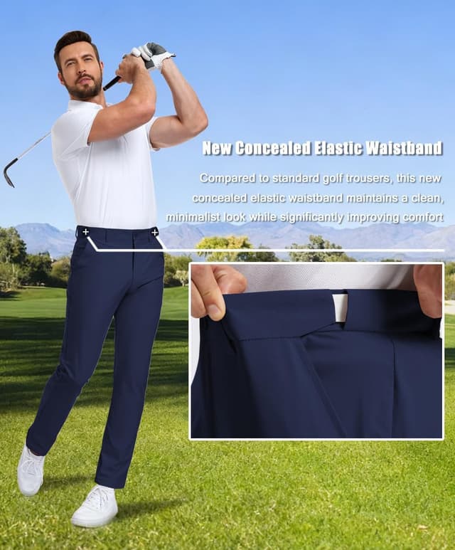 Detalle 2 de SPOSULEI Men’s Golf Pants with Elastic Waist, Lightweight Quick-Dry, Water-Resistant Finish, 4 Pockets