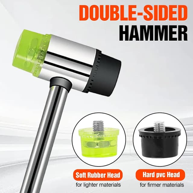 Detalle de 2Pcs Rubber Mallet Hammer Set (16oz) with 40mm Double-Faced Soft Mallet Heads for Flooring, Bricklaying & Tiling