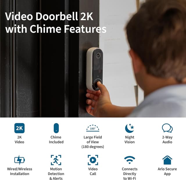 Detalle 1 de Arlo Video Doorbell 2K + Chime 2