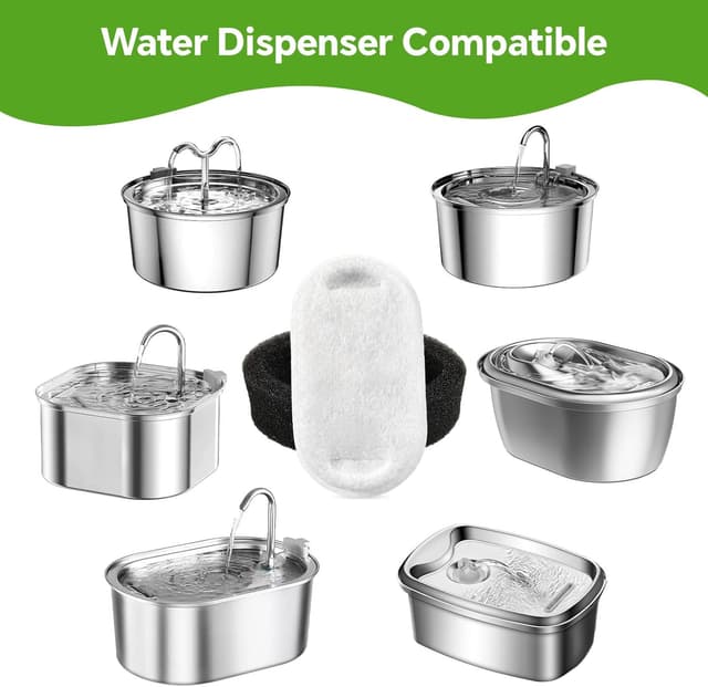 Detalle de KOMABLEN 24 filtri di ricambio per fontanella per gatti (12 filtri carbone attivo + 12 spugne in schiuma)