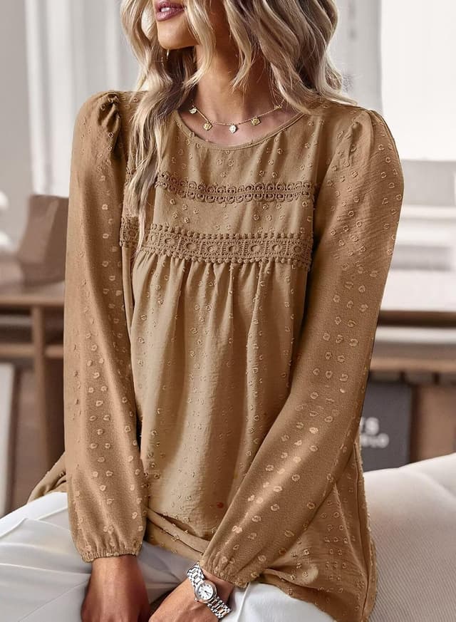 Detalle 2 de TUUHAW Langarmshirt Boho mit Häkelspitze