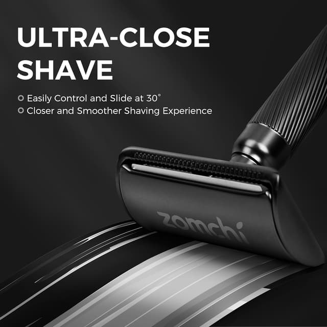Detalle de ZOMCHI Rasoir de sécurité noir mat (version 2.0) avec 10 lames