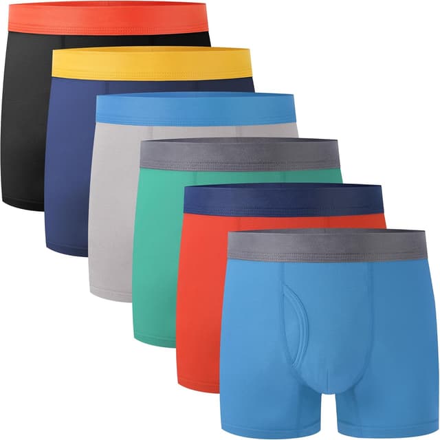 Detalle de Bamboo Cool Boys’ Boxer Briefs (6-18Y) 6-Pack — Moisture-Wicking, Ultra-Soft Bamboo Viscose Underwear