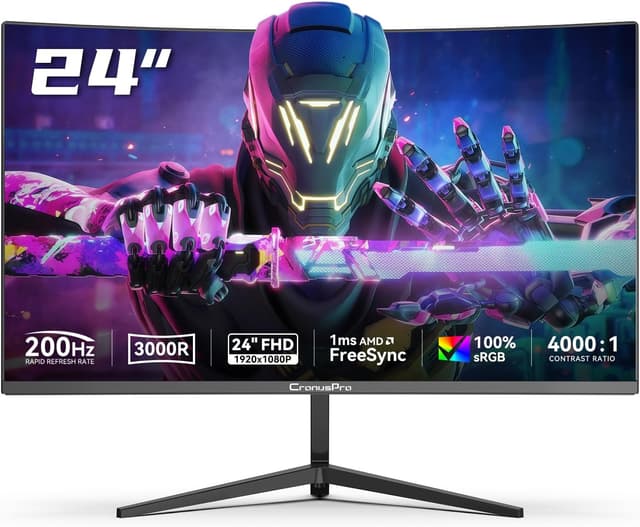 Detalle de CronusPro 24 Zoll Curved Gaming-Monitor (200 Hz, FHD, VA, 1 ms MPRT) mit FreeSync und 3000R
