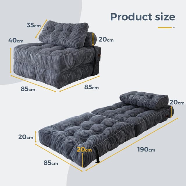 Detalle de MAXYOYO Folding Sofa Bed, 33.5 x 74.8in