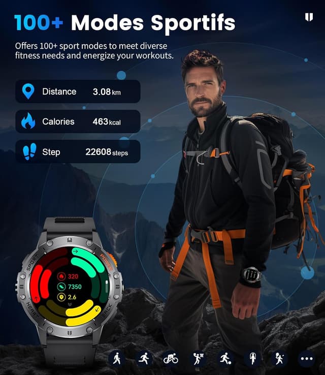 Detalle de LIGE Military Smart Watch with Flashlight