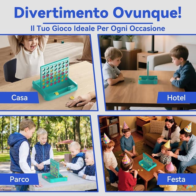 Detalle de Pup Go 4 in Linea portatile da viaggio per 2 giocatori (3+), gioco di strategia educativo con 6 pedine verdi