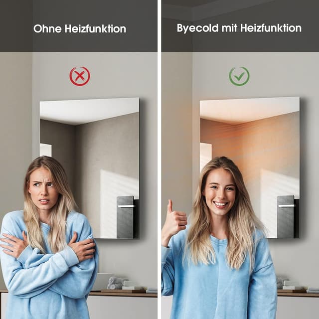 Detalle 2 de Riscaldatore a infrarossi per specchio da bagno con termostato e LED, 450 W (80x60 cm)