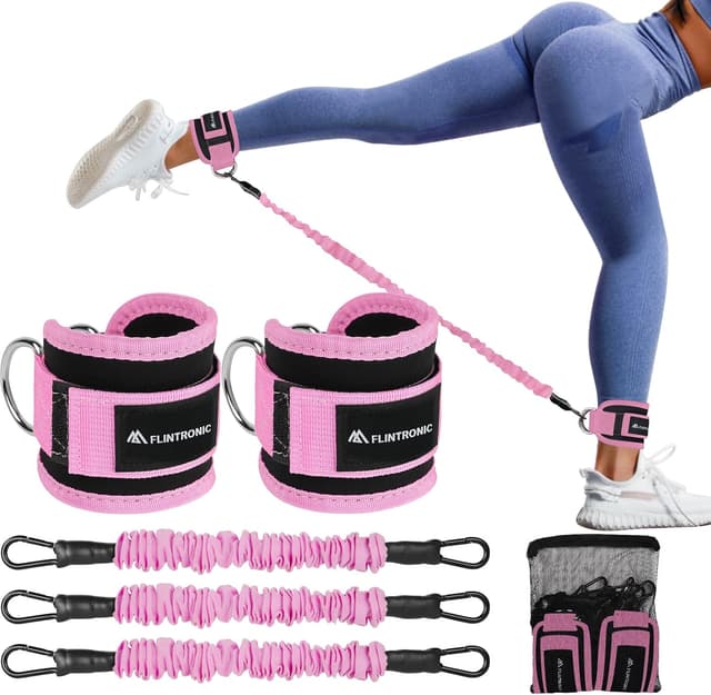 Detalle de flintronic : sangle de cheville réglable pour musculation et poulie (avec double anneau D)