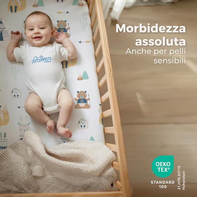 Detalle de Dreamzie 2 Lenzuola culla neonato + 1 coprimaterasso impermeabile 50x83 cm Fox