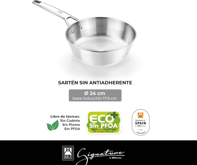 Detalle 2 de BRA Signature | Sartén honda 24 cm de acero inoxidable