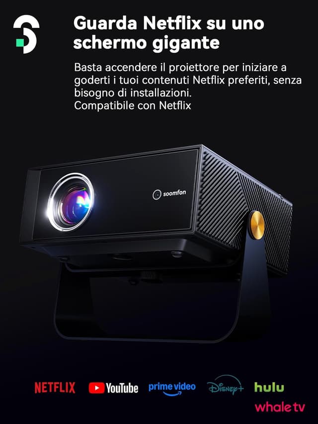 Detalle 2 de Soomfon SK3 Smart Proiettore Portatile con WiFi e Bluetooth, 1080P e rotazione 360°