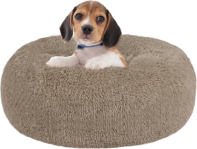 Detalle de HMTOPE Orthopädisches rundes Hundebett / Donut-Hundekissen 60 cm Ø, Kamelbraun