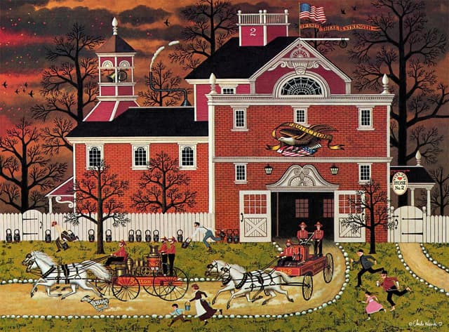 Detalle de Buffalo Games Charles Wysocki Fire! 1000-Piece Jigsaw Puzzle (Finished size 26.75 x 19.75)