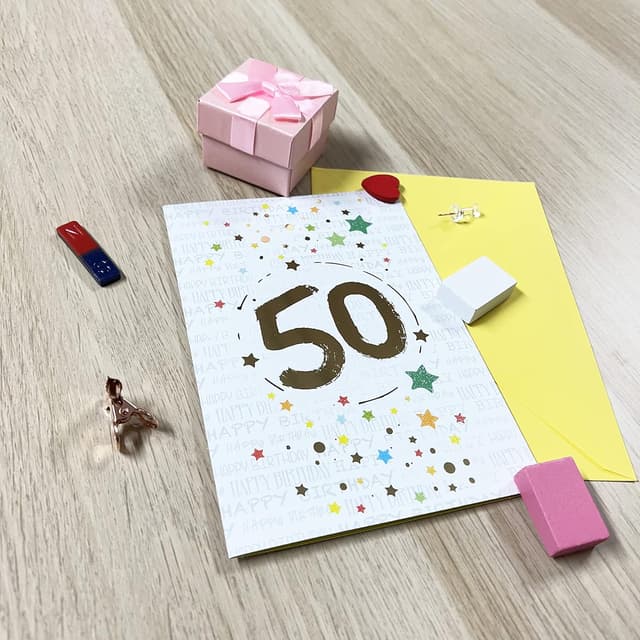 Thumbnail 2 de ARKRAFT Tarjeta 50 Años cumpleaños oro y purpurina 🎂