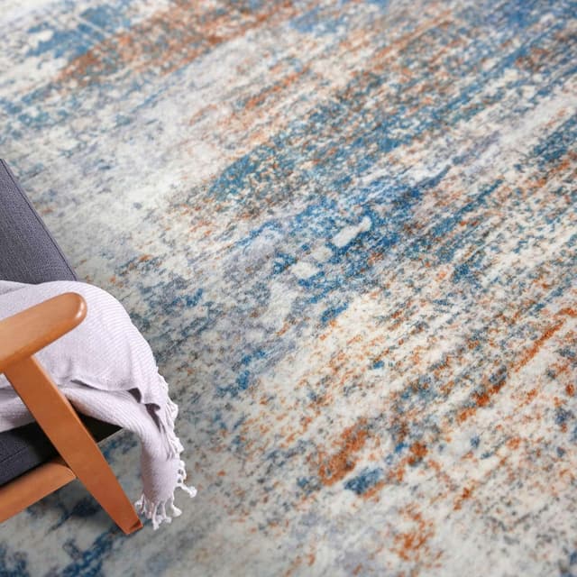 Thumbnail 6 de IOHOUZE Abstract Runner Rug, 3x18 Ft Washable Non-Slip Kitchen Hallway Runner (Blue/Rust/White)