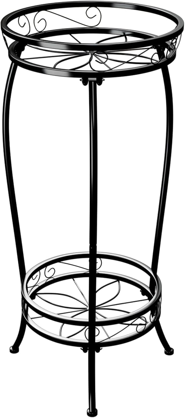 Detalle de Bamworld Metall-Blumenständer mit 3-Bein-Sockel, schwarz – 30 x 30 x 70 cm