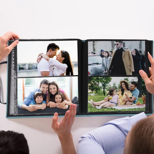 Detalle 2 de AIOR Album photo à pochettes 10x15 cm (200 photos) couverture lin bleu, 50 feuilles