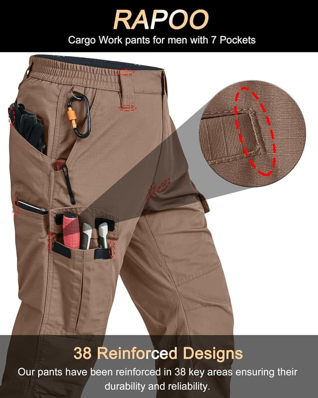 Detalle de Men’s Ripstop Cargo Pants (Water-Resistant, Breathable) with 7 Pockets