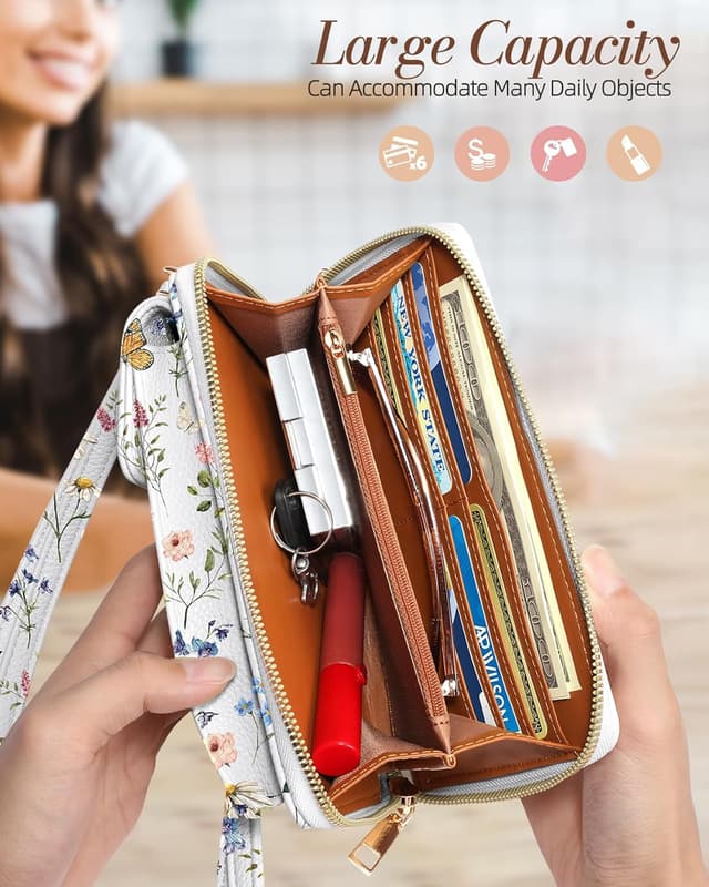 Detalle de Miss Adola cute crossbody phone purse with adjustable strap and vintage flower design