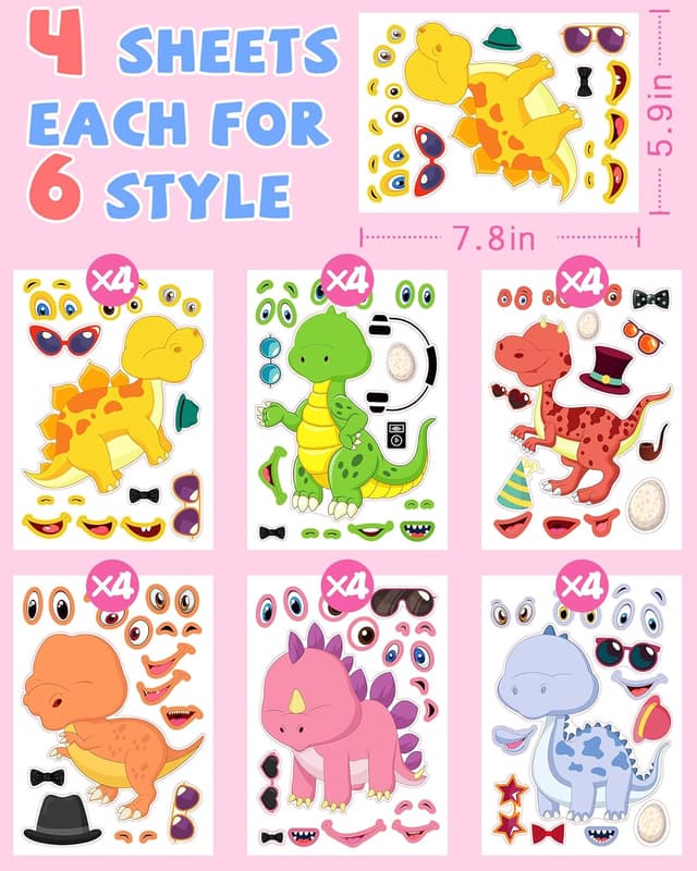 Thumbnail 5 de Make Your Own Dinosaur Sticker Sheets 24-Pack