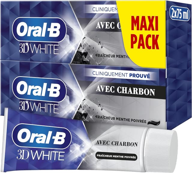 Imagen de Oral‑B Dentifrice Charbon 3D White 2x75ml en OfertitasTOP