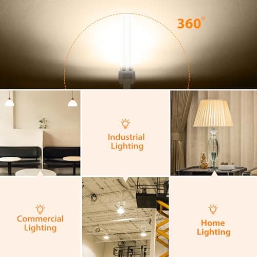 Detalle 2 de Aigostar Pack de 5 bombillas PLC 2U G24 de 15W (blanco neutro 4000K, 1540 lm) no regulables