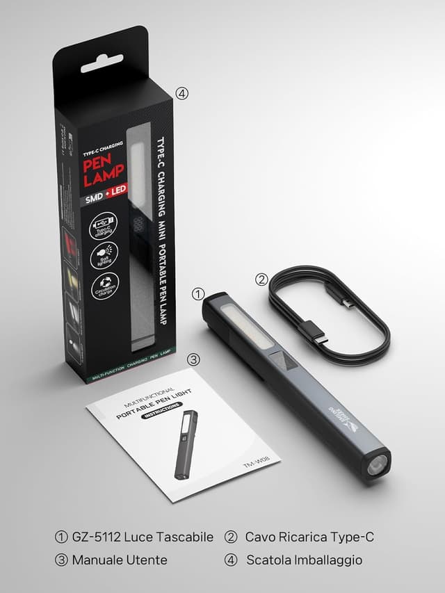 Thumbnail 6 de Smiling Shark Lampada di Lavoro GZ-5112 LED ricaricabile Type-C, portatile con magneti e 6 modalità