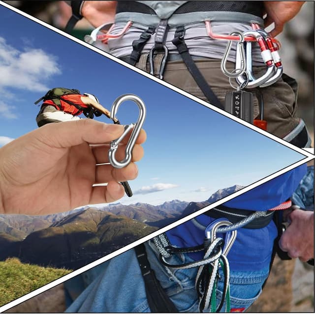 Detalle de ASelected lot de 16 fermoirs/mousquetons robustes en acier inox 304 M6, 60 x 6 mm