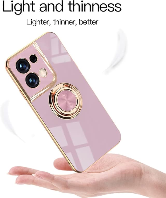 Detalle de Jeelar ESONG Handyhülle für Xiaomi Redmi Note 13 Pro 4G – ultra-dünn, stoßfest (TPU) mit 360°-Ringständer und glänzendem Spiegel-Look