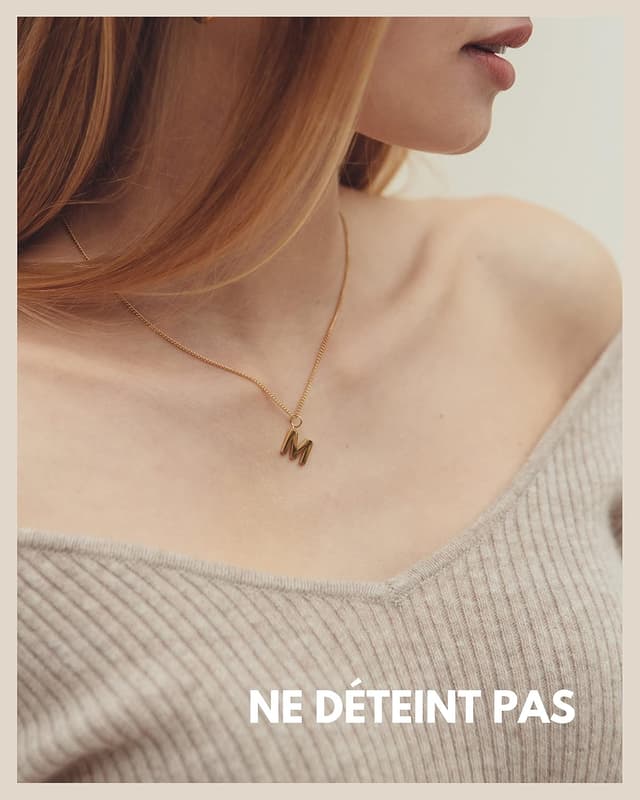 Thumbnail 2 de GD GOOD.designs EST. 2015 chaîne avec lettres en or 18 carats (pendantif A–Z) – résistante à l’eau