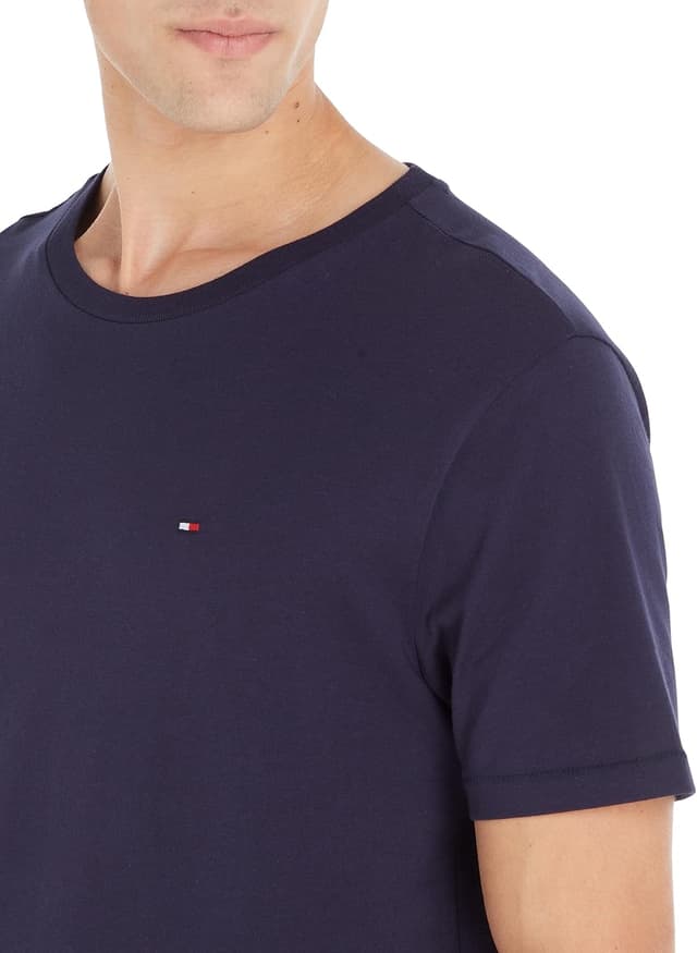Detalle de Tommy Hilfiger Herren T-Shirt Kurzarm Rundhalsausschnitt aus Bio-Baumwolle