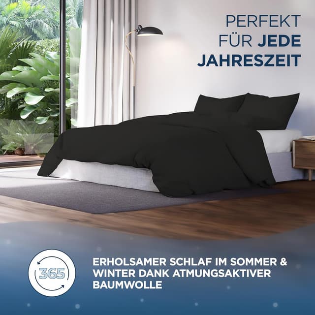 Detalle de Samthus Kopfkissenbezug 40x80 aus Baumwoll-Satin, Oeko-Tex Made in Green – schwarz