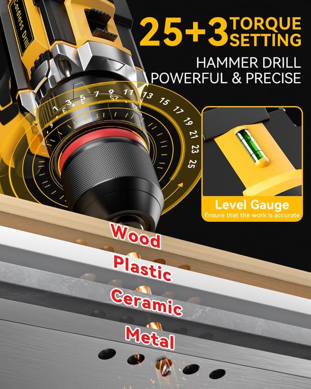 Detalle de KELNOW Cordless Hammer Drill Set 21V