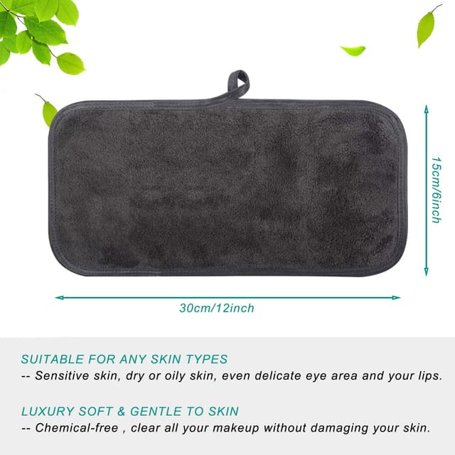 Detalle de KinHwa Microfaser Waschlappen Make-up Entferner – waschbare Abschminktücher, 6er-Pack (dunkelgrau), 15×30 cm