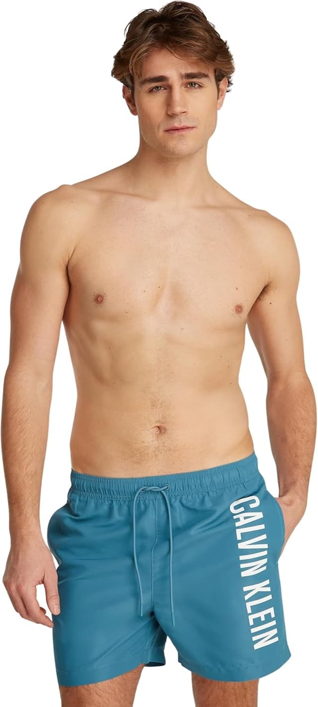 Detalle de Calvin Klein Men’s Medium Drawstring Swimming Trunks Long