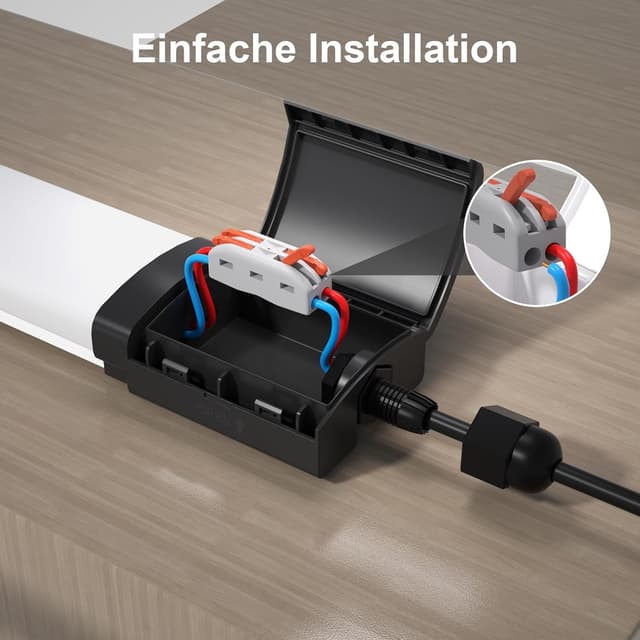 Detalle de Modlicht LED Feuchtraumleuchte 60 cm 18 W, 5.000 K, IP65 (schwarz) – Ultraslim Deckenleuchte