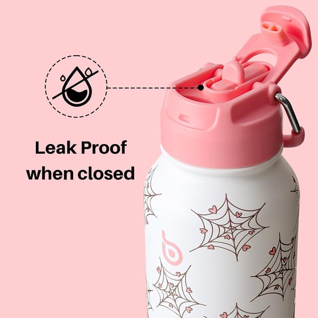 Detalle de BOTTLE BOTTLE Edelstahl Trinkflasche 1 l mit Strohhalm und Pillenfach – auslaufsichere Isolierflasche für Sport & Fitnessstudio