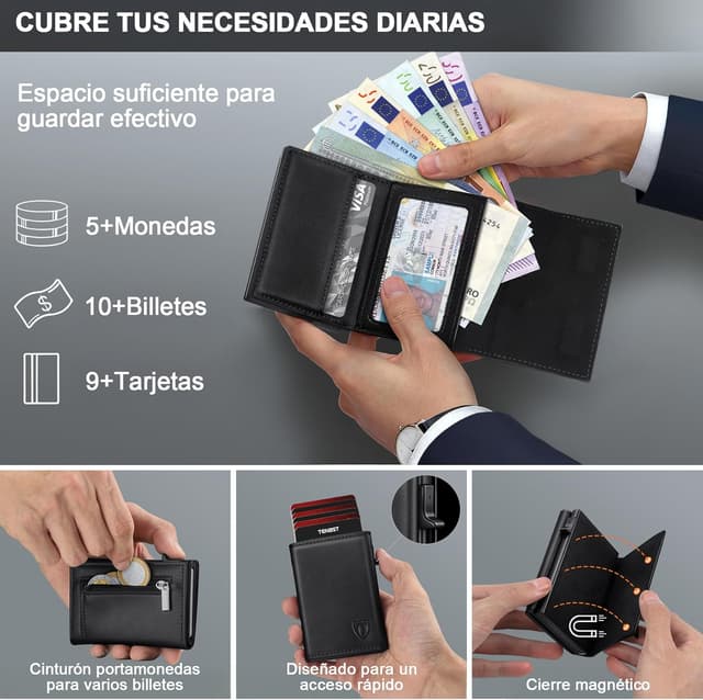Thumbnail 3 de TENBST Cartera de Cuero con Bloqueo RFID para Hombre