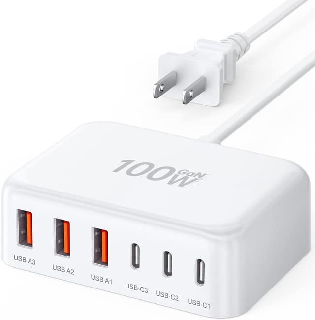 Detalle de USB C Fast Charger 100W 6-Port GaN Charger