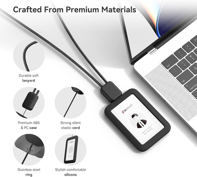 Detalle 2 de SANTLET Premium retractable ID badge holder with lanyard and silent elastic cord