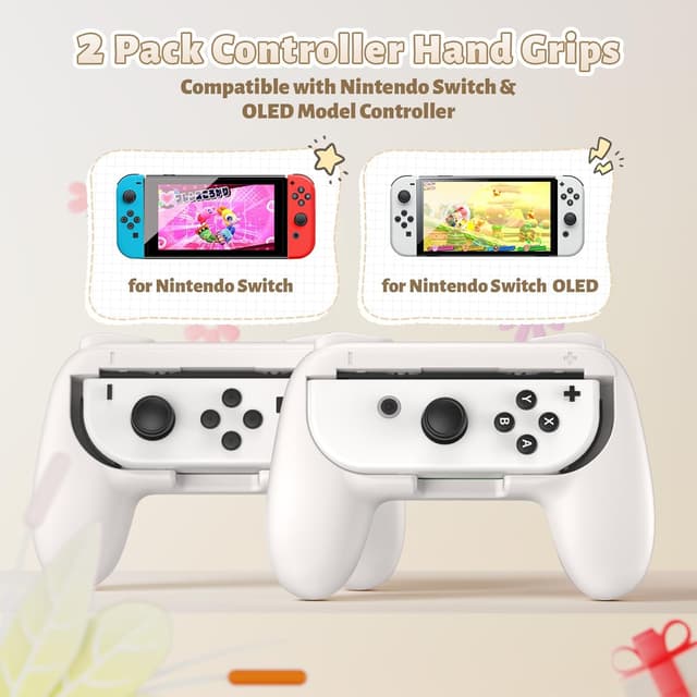 Detalle de FASTSNAIL rutschfeste Griffe für Joy-Con & Switch OLED – Grip-Kit mit 3 Paar Daumengriffen (2× Weiß)