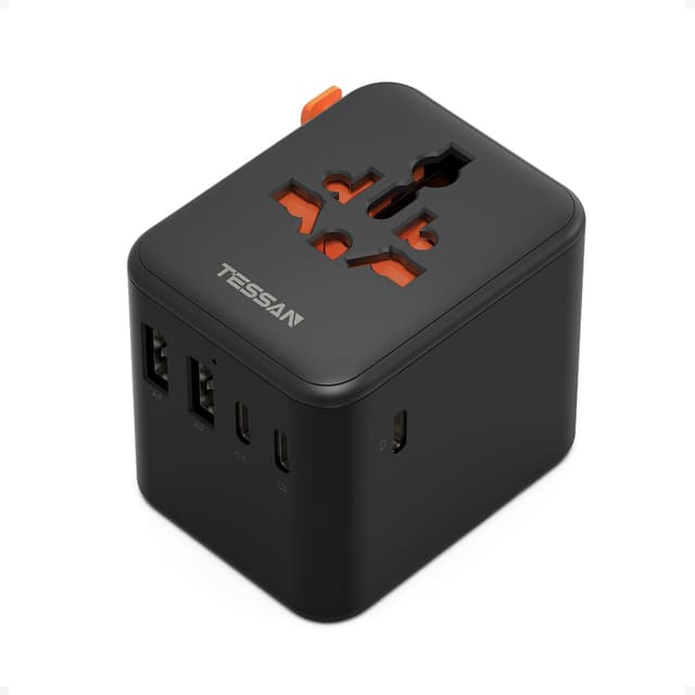 Detalle de TESSAN adaptateur de prise universelle de voyage avec 5 ports USB (3 USB‑C + 2 USB‑A)