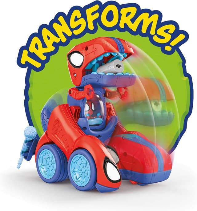 Detalle 2 de MARVEL Spidey-Rex Racer (Spidey and his Amazing Friends) 8-inch transforming vehicle with sounds