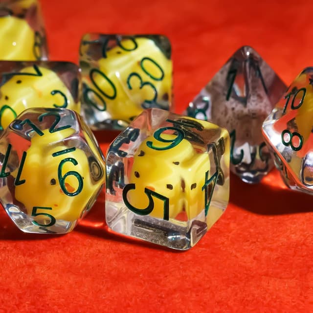 Thumbnail 1 de cusdie 7-Die DND Dice Set 7pc, yellow chicken 🎲
