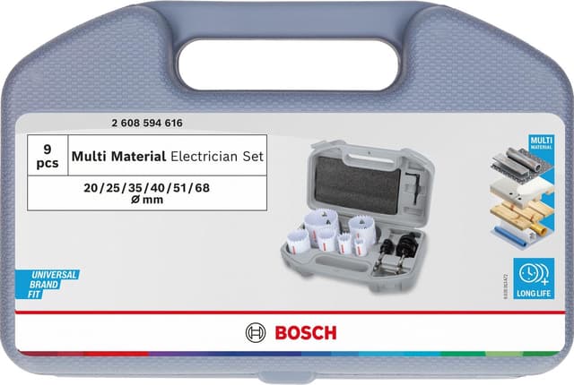 Detalle 2 de Set di seghe a tazza Multi Material Bosch 9x (filettate) per fori su acciaio e cartongesso