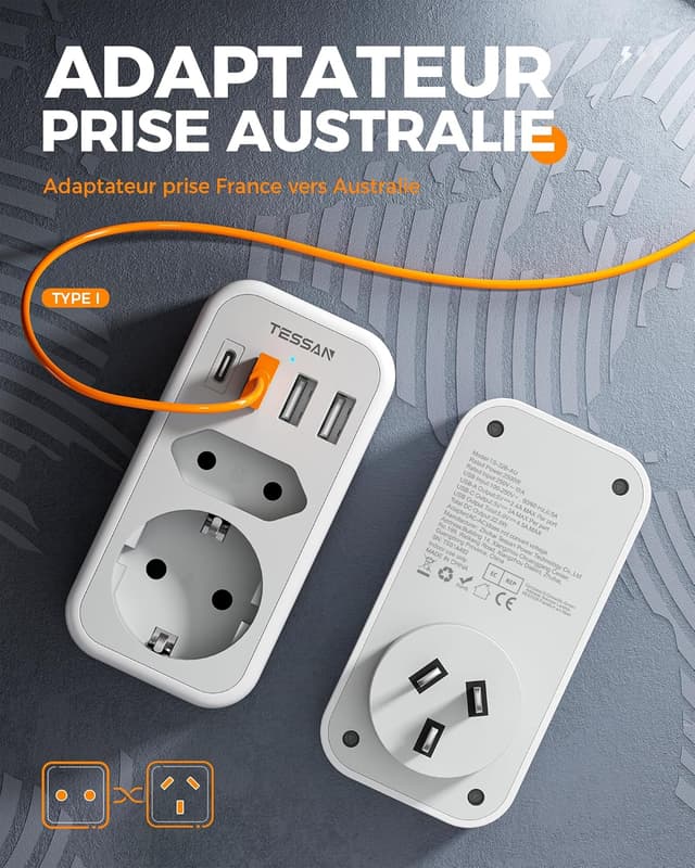 Detalle 2 de TESSAN Adaptateur Australie, type I 2500W