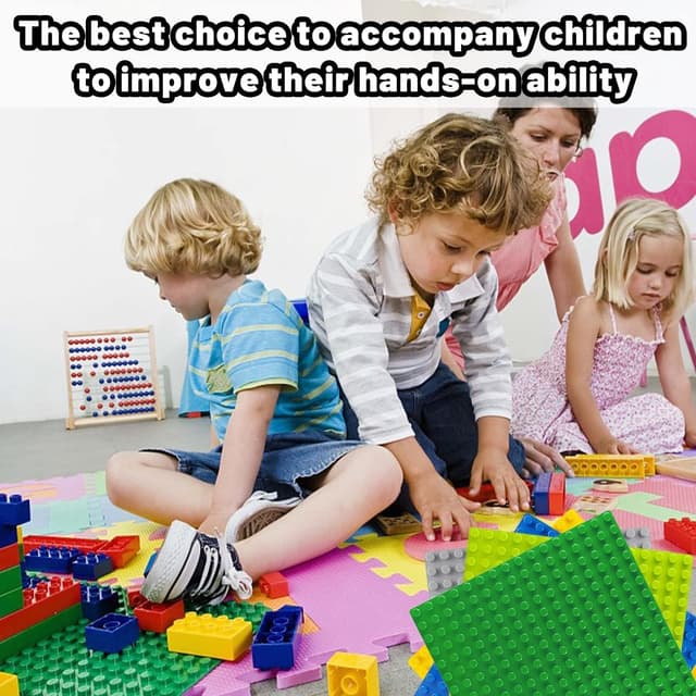 Detalle 2 de 8-teilige Bauplatten-Set (Bauplatte) 25,5 x 25,5 cm – klassische blaue Grundplatten kompatibel zu vielen Bau-Systemen