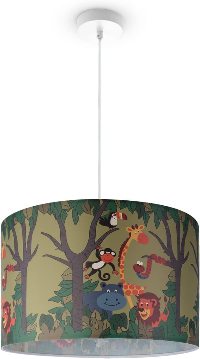 Detalle de Paco Home suspension enfant abat-jour tissu rond E27