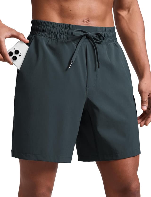 Detalle de CRZ YOGA uomo pantaloncini sportivi da corsa con asciugatura rapida, tasche e coulisse interna (18 cm)